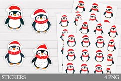 Cute Penguin Sticker Design. Christmas Sticker Printable Product Image 1