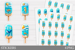 Ice Cream Sticker Design. Sea Animals Sticker Printable Product Image 1