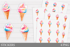 Ice Cream Sticker Design. Summer Stickers Printable Product Image 1