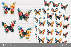 Butterfly Sticker Design. Floral Butterfly Sticker Printable Product Image 1