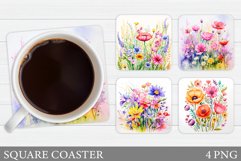 Flowers Coaster Sublimation. Wildflowers Coaster Design Product Image 1