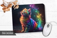 Enchanted Rainbow Cat Magical Sparks Mouse Pad PNG Design Product Image 1
