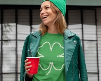 Coquette Pearl Shamrock Png, St Patricks day Png, Clover Product Image 2