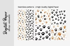 Dog Paw Digital Paper Seamless Scrapbook Paper Product Image 2