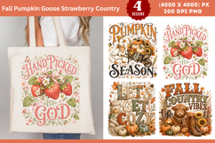 Fall Pumpkin Goose Strawberry Country Sublimation PNG Product Image 1