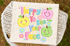 Happy To See Your Face SVG PNG Cute Smiling Apples Back to Product Image 4