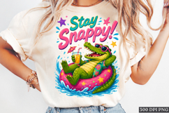 Stay Snappy Funny Alligator Summer Vacation PNG Design Product Image 1