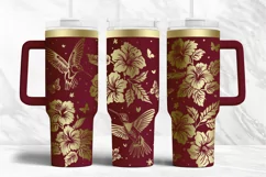 40oz Tumbler laser svg wrap|Hummingbird and Hibiscus Flowers Product Image 4