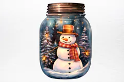 Christmas in Jar Watercolor Clipart PNG Product Image 4