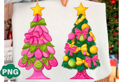 Colorful Coquette Pink Christmas Tree Merry and Bright Png Product Image 2