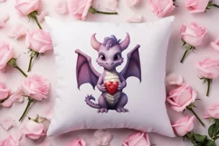 Watercolor Valentine's Day Dragon Clipart, Dragon Watercolor Product Image 4