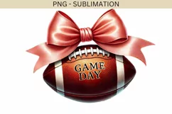 Game Day Coquette Bow PNG, Digital Download, Retro Football Product Image 5