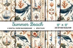 Summer Beach Ocean Waves Background JPG Product Image 1