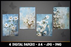 4 Vintage White Flowers Digital Papers I Junk Journal Page Product Image 2