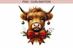 Howdy Highland Cow with Red Christmas Coquette Design Product Image 4