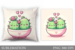 Valentines Cactus Pillow. Valentines Pillow Sublimation Product Image 1