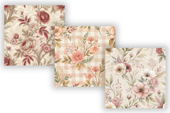 Blush Nude Toile Digital Paper Pack, Vintage Floral Toile Product Image 4