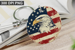 4Th Of July Eagle Keychain Sublimation - Round Keychain PNG Product Image 1