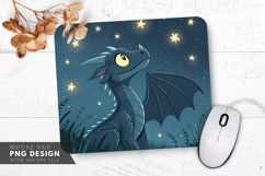 Curious Night Dragon Among Stars Mouse Pad PNG Design Product Image 1