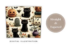 Black Cat Tumbler Design, Cartoon Halloween Bats Tumbler Product Image 4