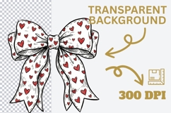 Valentine&#039;s Day Coquette Bow PNG, Red Heart Valentine&#039;s Product Image 4