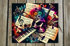 Music & Skulls | 4 Skinny tumbler sublimation designs Product Image 4