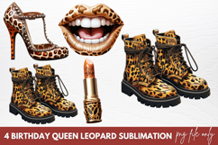 Birthday Queen Leopard Sublimation Clipart Product Image 1