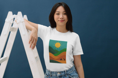 Sunny Hillside Minimal Landscape Pillow Design Product Image 4