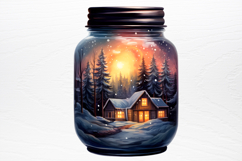 Christmas in Jar Watercolor Clipart PNG Product Image 4