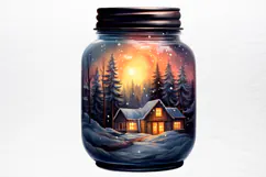 Christmas in Jar Watercolor Clipart PNG Product Image 4