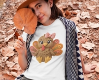 Fall Thanksgiving PNG | Latch Hook Yarn Crochet Turkey Girl Product Image 2