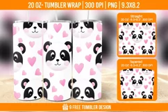 Cute Panda Tumbler Wrap Designs, Sublimation Wrap Product Image 1