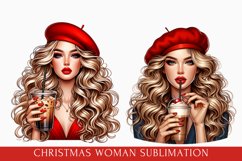 christmas woman clipart, christmas woman sublimation bundle Product Image 4
