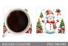 Cute Snowman Coaster Design. Christmas Coaster Sublimation Product Image 1