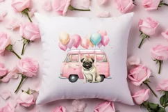 Cute Pug Puppy Valentine Clipart, Valentines Clipart Product Image 4