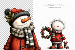 Snowman Bundle Clipart, Whimsical Product Image 4