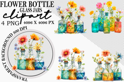 Whimsical Flower Bottle Glass Jars Clipart Png Product Image 1