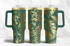 40oz Tumbler laser svg| Monstera Tropic flowers pattern wrap Product Image 5