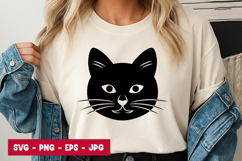 Cute Cat Face Outline T-Shirt Product Image 1