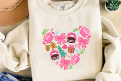 Pink Christmas Football Heart Sublimation, Christmas Png Product Image 4