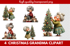 Christmas Grandma Clipart | Cute Holiday Granny PNG Illustra Product Image 1
