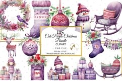 Cute Purple Christmas Clipart Bundle Scandinavian art Product Image 10