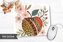 Whimsical Apple Illustration Animal Prints Flowers Mouse Pad Product Image 1
