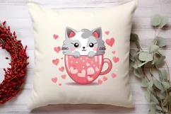 Sweet Cat Valentines Day Clipart, Valentines PNG Product Image 4