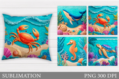 Sea Animals Pillow Design. Sea Sublimation Product Image 1
