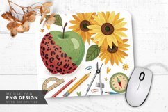 Leopard Spotted Apple with Sunflowers Mouse Pad PNG Product Image 1
