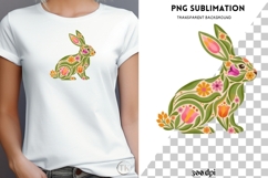 Floral bunny png design for T-shirts Product Image 4