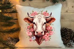 Beautiful Christmas Cow Clipart, Christmas Cow Clipart Product Image 4