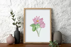 Watercolor Lotus Flower Wall Art Print Product Image 4