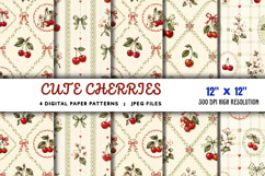 Cute Cherries Digital Paper JPG Product Image 1